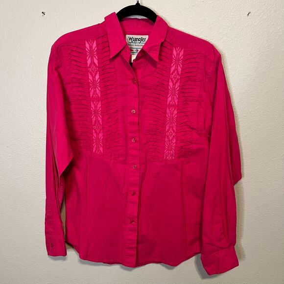 Wrangler Pink Vintage Button Up Blouse Size M - Picture 1 of 5